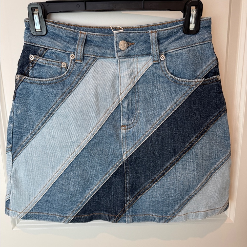 Denim Patchwork Skirt